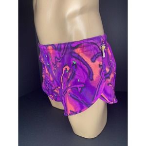 NOS Y2K SPEEDO MARDI GRAS SPLIT LEG SURF RUNNER SHORTS - SMALL